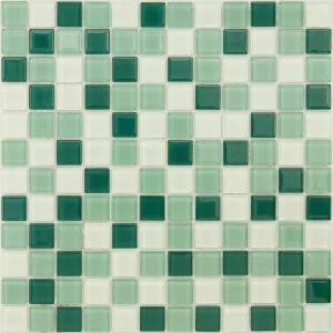 Стеклянная мозаика Caramelle Mosaic Peppermint бело-зеленый 29,8x29,8 см