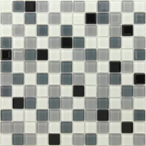 Стеклянная мозаика Caramelle Mosaic Galantus черно-белый 29,8x29,8 см